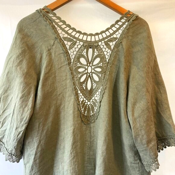 Valentina Naldi Made in Italy 100% Linen Cardigan Shawl Sage Green Medium - Picture 4 of 9